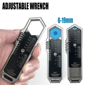 Alaşım EDC Anahtarı 6-19mm Ayarlanabilir Metal Mini Anahtarı Çok Fonksiyonlu Küçük EDC Anahtarı Anahtarı Cep Araçları Açık Kamp Dişli