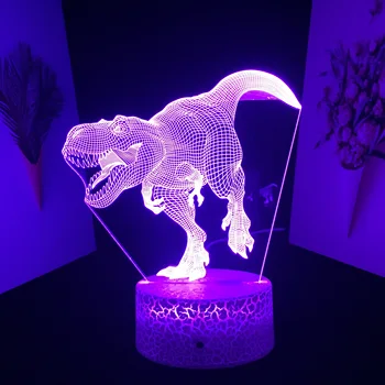 LED Gece Lambası Dinozor Serisi Bebek yatak odası dekoru Gece Lambası Serin doğum günü hediyesi 3D Illusion Akrilik Pil masa lambası
