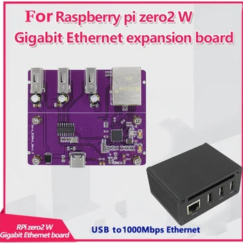 Ahududu Pi için Sıfır W/2W Gigabit Ethernet genişletme kartı + Alüminyum Kasa USB'den Ethernet'e USB HUB RJ45 ŞAPKA Tipi-C Sıfır