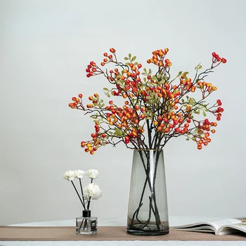 Yeni Çin High-end Alt sonbahar Meyve Sahte Çiçekler Simülasyon Çiçekler Oturma Odası yemek masası Çiçek Seti Süsler Holly Meyve