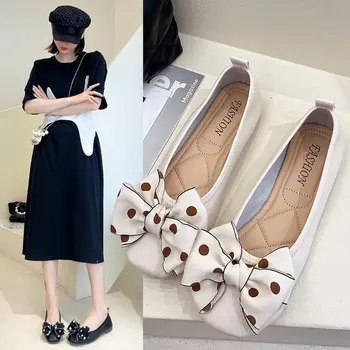 Artı Boyutu kadın ayakkabısı Yay Bahar tek ayakkabı kadın Slip-on Düz Bere Ayakkabı Zapatos De Mujer Mary Janes Ayakkabı