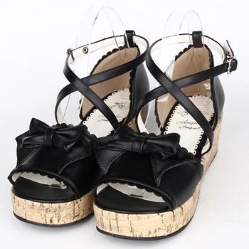 kadın yaz lolita cosplay ayakkabı deri kadın platform ayakkabılar kama gladyatör platform sandaletler topuklu