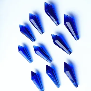 30 adet 36mm Mavi Avize Cam Kristal Icicle Prizmalar (Ücretsiz Halka) asmak Kolye Şamdan, tavan ışıkları, kek Topper Dekor