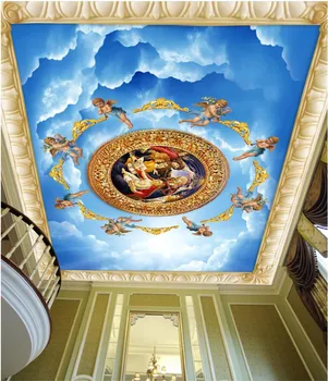 Özel fotoğraf 3d tavan duvar resimleri duvar kağıdı Avrupa gökyüzü melek dekorasyon boyama 3d duvar resimleri duvar kağıdı duvarlar için 3 d