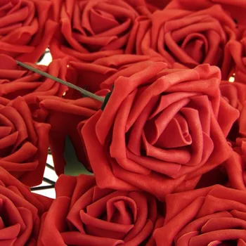 50 adet/grup Kırmızı Köpük PE Gül yapay çiçekler Ev Dekorasyon için / Gelin Düğün Dekor Çiçek İpek Buket Gelin Nedime