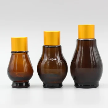 Amber Tek Kabak Cam Ambalaj Kozmetik, Kapaklı 30ml Boş Şişe
