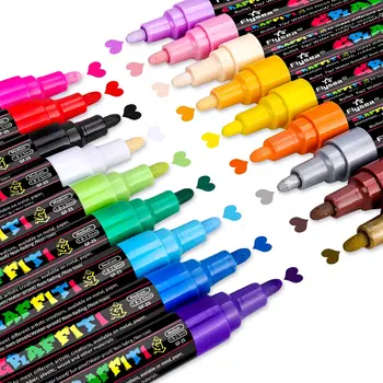 Metalik İşaretleyici 18 Renk Akrilik boya kalemi 2.5 mm Ekstra İnce Nokta boya kalemi Toksik Olmayan kalıcı keçeli kalem DIY Sanat Malzemeleri