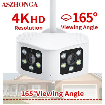 ASZHONGA DUO Lensler Kamera Çift Lens Kamera 2 Yönlü Ses 165° Geniş Görüş Açısı WİFİ 4K Açık AI İnsan Algılama IP CCTV Güvenlik