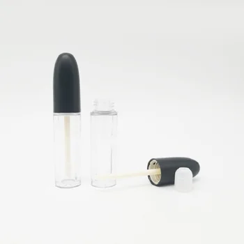 4 ML Boş Dudak Parlatıcısı Değnek Tüpler Mat Siyah Bullet Şekilli Kapak Makyaj Ambalaj DIY Dudak Sır Lipgloss Konteynerler 50 adet / grup