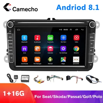 Camecho MP5 Multimedya Oynatıcı Android 8.1 Araba Radyolar GPS 8 inç İçin Koltuk / Skoda / Passat / Golf / Polo Bluetooth otomobil radyosu Ses Stereo
