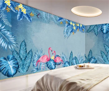Güzel tropikal bitkiler ve flamingo tüm ev özel arka plan duvar kağıdı özel herhangi bir boyut duvar fotoğraf 3D duvar kağıdı papel