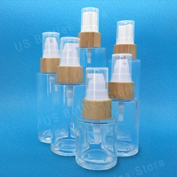 3 ADET Örnekleri Şeffaf Cam Sprey Parfüm Şişesi Mini Tasarım Ahşap Kapaklı Losyon Şişesi Taşınabilir DIY Kozmetik Konteyner