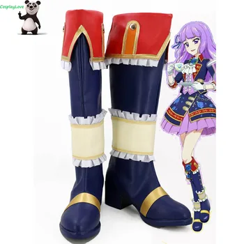 Cosplayaşk Aikatsu! 3 sezon Hikami Sumire Mavi Cosplay Ayakkabı Çizme Deri Custom Made