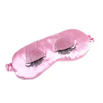 Bayan Taklit İpek Glitter Sequins Uzun Kirpik Nakış Uyku Göz Maskesi saklama çantası Yumuşak Seyahat Körü Körüne