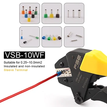 VSB-10WF 0.25-10mm2 el aracı sıkma pensesi için Uygun yalıtımlı ve yalıtımsız burç terminalleri sıkma araçları 23-7AWG
