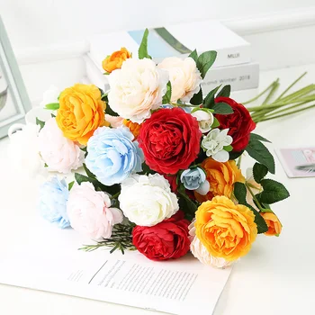 7cm 2 ADET Şakayık Kafa İpek yapay çiçek Düğün Ev Dekor DIY Çelenk Karalama Defteri Hediye Kutusu Çiçek Parti dekorasyon