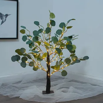 70CM Yapay Ağaç Simülasyon Bitki Okaliptüs Yaprağı led ışık Yatak Odası Ev Dekorasyon için Noel Partisi Düzeni Sahte Ağaç