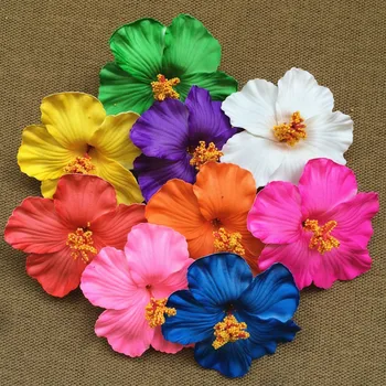 HappyKiss 18 adet karışık renkler Köpük Hawaiian çiçek Ebegümeci Çiçek gelin saç klip 9 cm awaiian plumeria çiçek elastik Hawai