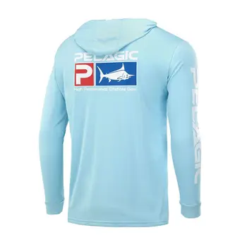 Pelajik Balıkçılık Hoodie Erkek Uzun Kollu Deniz Balıkçılık Gömlek UV Koruma Fener Giyim Açık Yaz Nem Esneklik Forması