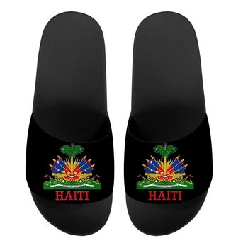 WHEREISART Haiti Bayrağı Baskı Kadın Slaytlar Terlik Yaz Kadın Sandalet düz ayakkabı Rahat Kadın Ev Flip Flop Zapatos de Mujer