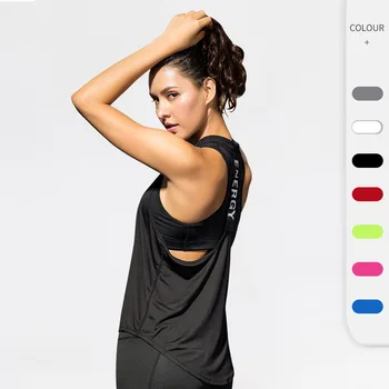 2022 Spor Kadın Spor Üst Mektup Backless Gömlek Kolsuz Yoga Üstleri Fitness Çalışan Hızlı Kuru Tank Ürün Üst Üstleri 