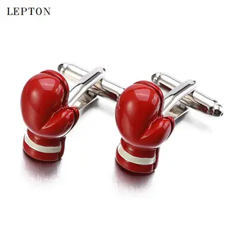 Erkek Takı Kırmızı boks eldiveni Şekli Mens için Kol Düğmeleri Yüksek kaliteli Lepton Marka Fransız Gömlek Manşet Yenilik Emaye kol düğmeleri