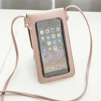 Küçük Kadın Çanta Şeffaf dokunmatik ekranlı cep telefonu Çantası Kadın PU deri postacı çantası Küçük Oyma Flap Çanta omuzdan askili çanta
