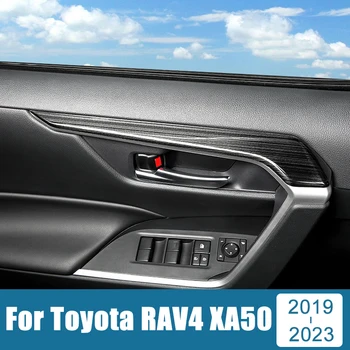 Araba Aksesuarları Toyota RAV4 RAV 4 XA50 Hibrid 2019-2021 2022 2023 Paslanmaz Kapı Kol Dayama Çerçevesi Şerit Kapak Kılıf Çıkartmalar