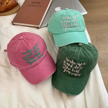 Erkek kadın Mektubu Yeşil Beyzbol Kapaklar Kadınlar Ayarlanabilir Rahat İşlemeli Pamuk güneş şapkaları Unisex Düz Renk Vizör Şapkalar