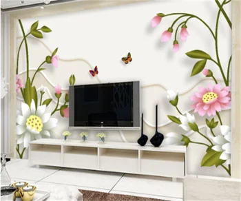 Modern basit ve güzel çiçek şube sanat arka plan duvar tablosu özel Çin tarzı ev dekorasyon duvar kağıdı