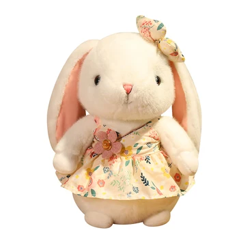 Çiçek etek elbise uzun kulaklar tavşan hayvan peluş oyuncak dolması bebek yastık kawaii odası dekorasyon dekorasyon kız doğum günü hediyeleri