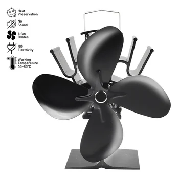 4 Bıçak İsı Powered Soba Fan ahşap kütük Brülör Şömine Sessiz Çevre fan ısıtıcı Verimli İsı Dağılımı Sıcak Hava