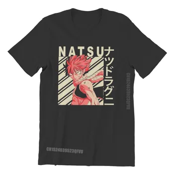 Vintage Sanat Yuvarlak Yaka Tişörtleri Peri Kuyruk Lucy Natsu Mutlu Gri Erza Anime Saf Pamuk Klasik Erkek T Shirt Erkek Giysileri Yeni