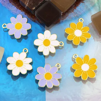 10 adet 20*23 Emaye Papatya Çiçek Takılar Kolye Kolye Küpe DIY Renkli Mini Takılar El Yapımı Takı Bulma Bulma