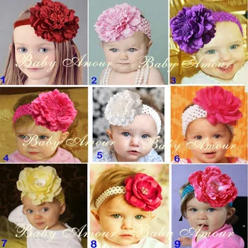 2017 Büyük Çiçek Bebek Kız Hairbands Çocuk Kafa Bandı Çocuklar Bandanalar Elastik Saç bantları Tiaras Tokalarım Aksesuarları Moda H3