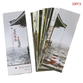 30 Adet Yaratıcı Çin Tarzı Kağıt Yer İmleri Boyama Kartları Retro Güzel Kutulu Yer İmi Hatıra Hediyeler