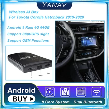 Carplay Android 9 4G 64GB Kablosuz Aı Kutusu Toyota Corolla Hatchback İçin 2019-2020 Android Otomatik Akıllı Kutu Tak ve Çalıştır AI Adaptörü