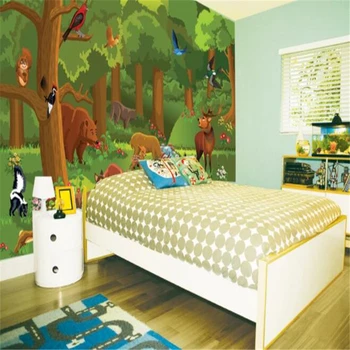 Özel Duvar Kağıdı Karikatür Orman Yeşil Göz Koruması Çocuk Odası Dekorasyon Arka Plan duvar tablosu