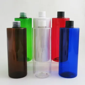 24x500 ml Boş Amber Mavi Yeşil Kırmızı Beyaz Şeffaf Şampuan Plastik Şişe plastik kapaklı 500cc Büyük PET Kozmetik Konteyner