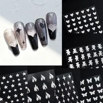 Alev Kore Ayı Aşk Yıldız Kelebek Manikür Aksesuarları DIY Tırnak Çıkartmaları Tırnak Sticker Tırnak Sanat Süslemeleri