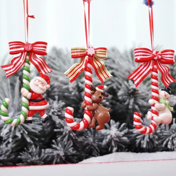 Yeni Yıl Noel Süslemeleri Süsler Yumuşak Kil Araba Kolye Noel Baba Kardan Adam Küçük baston şeker Çubuğu Kolye Noel Ağacı D