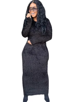 Afrika Maxi Elbise Kadınlar O Boyun Tam Kollu Ayak Bileği Uzunluğu Elbiseler İlkbahar Sonbahar Yeni Katı Streetwear Casual Uzun Afrika Elbise 2023