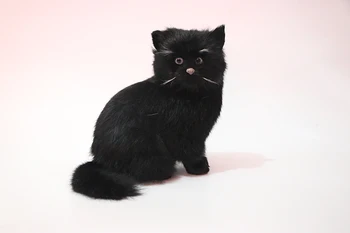 yeni simülasyon oturan kedi oyuncak polietilen ve kürkler siyah kedi bebek 18x16 cm s2914