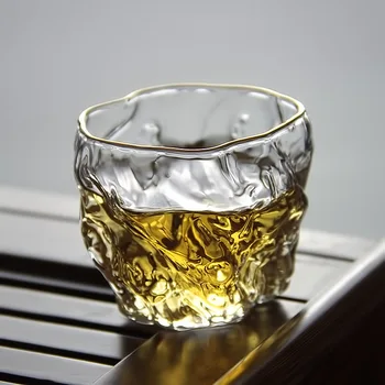 1 Adet 100ml Klasik Cam Su İçme çay bardağı Siyah Çay yeşil çay çay bardağı Somun Desen Cam Bardak Altın Jant