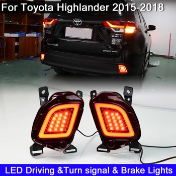 3-in-1 LED Arka Tampon Reflektör Uyarı İşığı Kuyruk Fren Dur İşıklar Dönüş sinyal ışığı Toyota Highlander 2015-2018 İçin